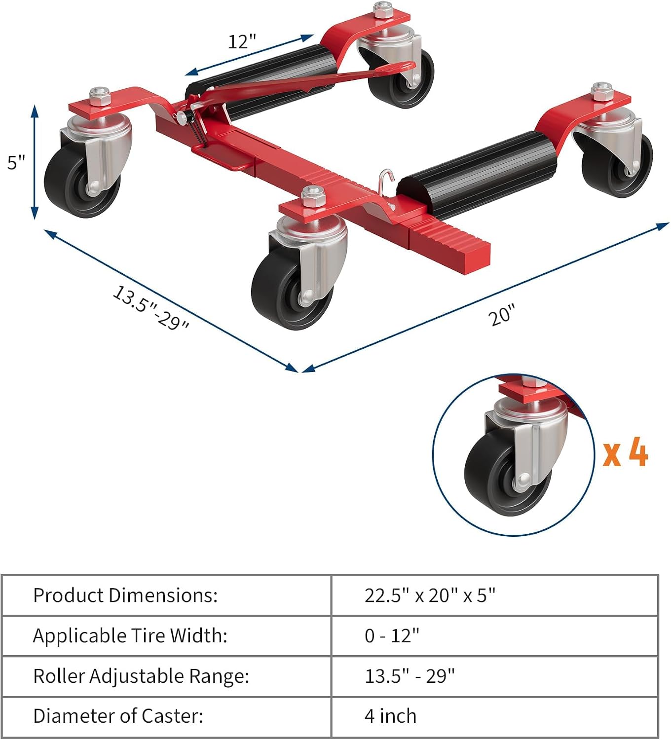Tacleekii 2 Pack de 4 Chariots - Car Jack avis et prix