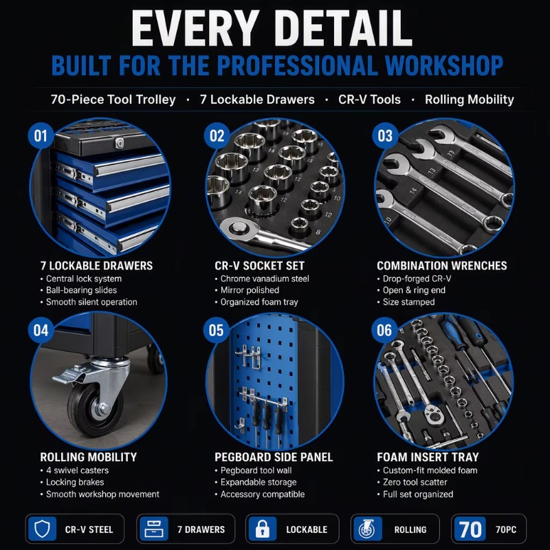Chariot à outils robuste, armo - Socket Set avis et prix